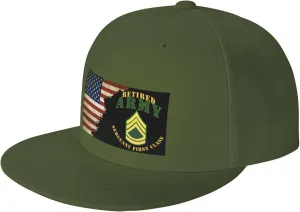 US Flag Army SFC Retired Unisex Flat Brim visor hat baseball cap
