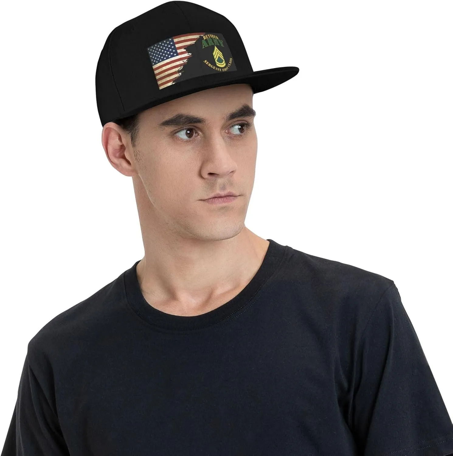 US Flag Army SFC Retired Unisex Flat Brim visor hat baseball cap