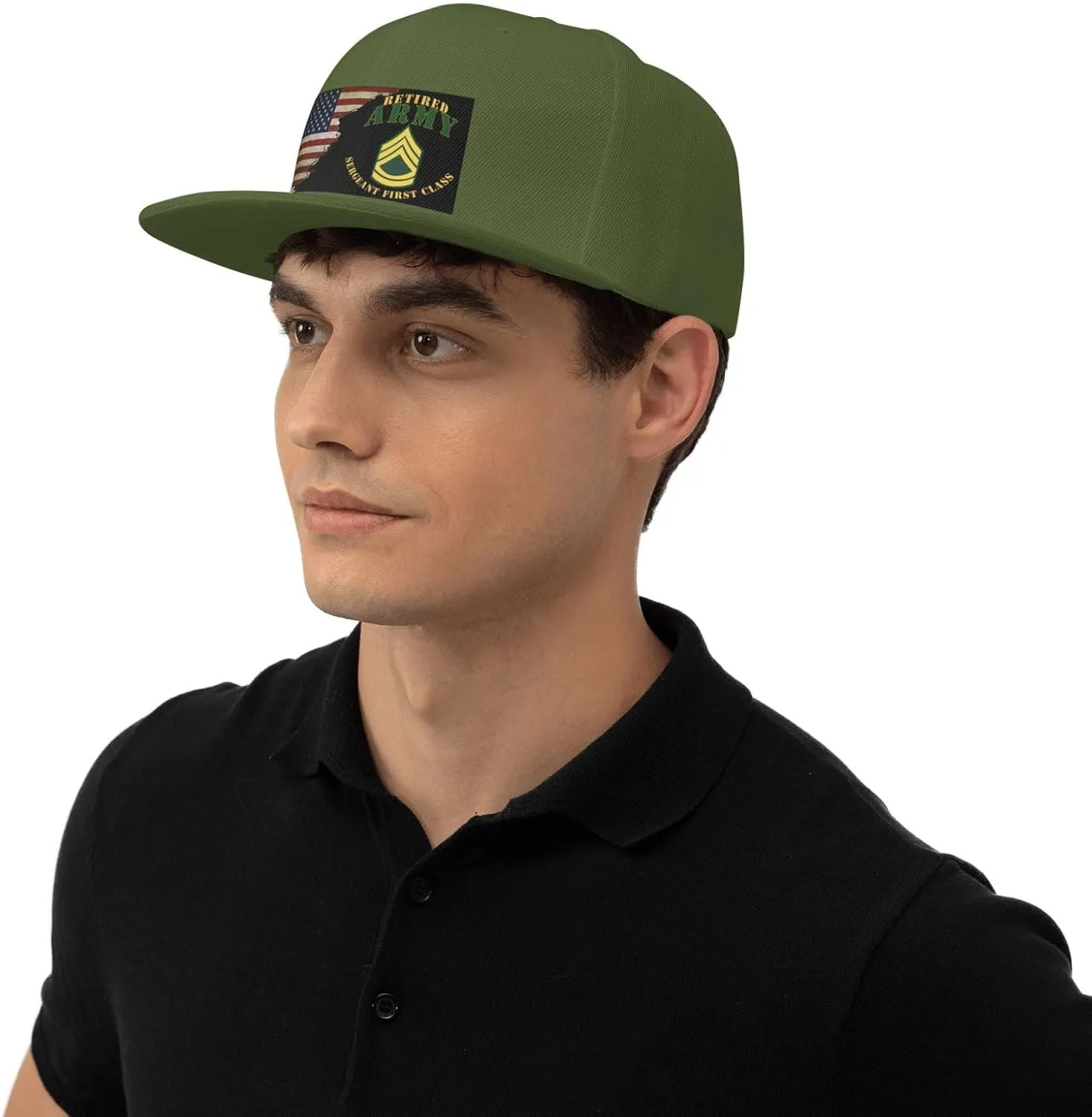 US Flag Army SFC Retired Unisex Flat Brim visor hat baseball cap