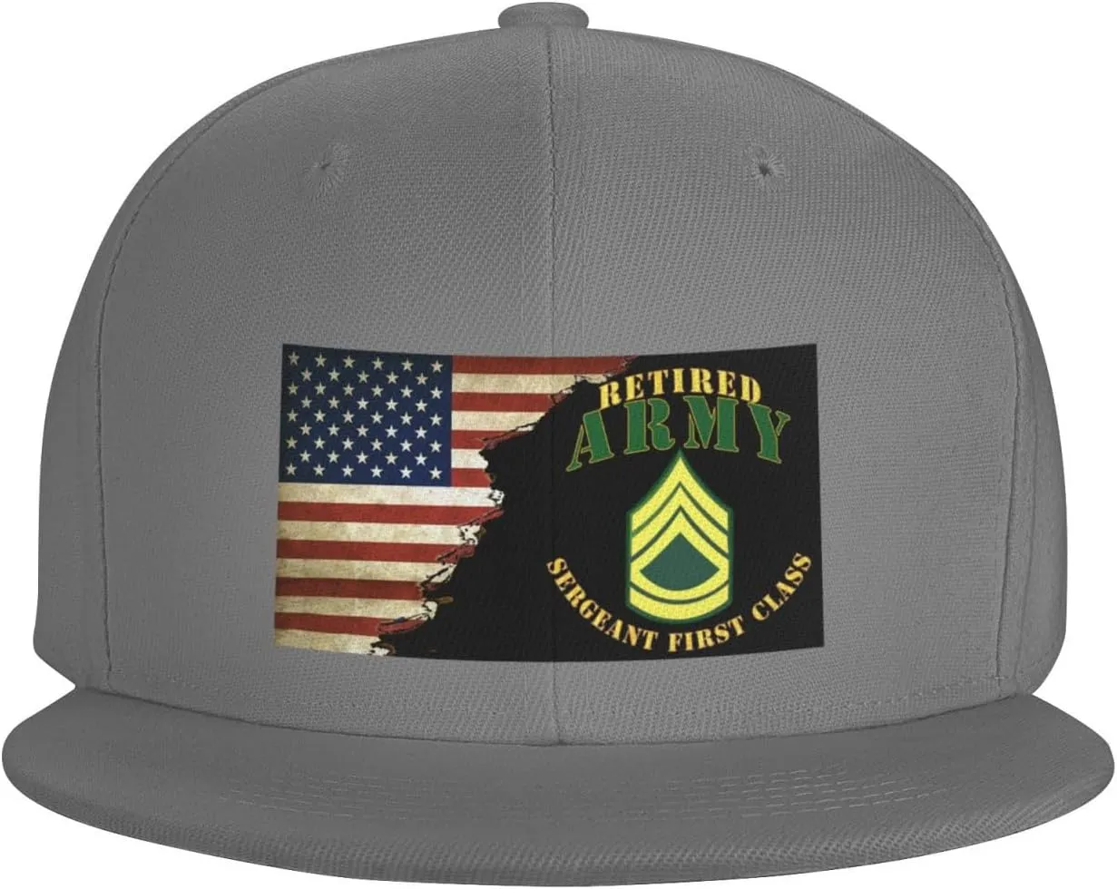 US Flag Army SFC Retired Unisex Flat Brim visor hat baseball cap