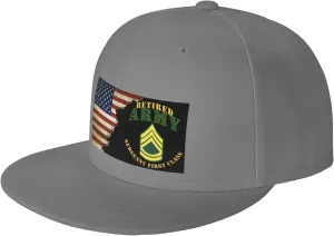 US Flag Army SFC Retired Unisex Flat Brim visor hat baseball cap