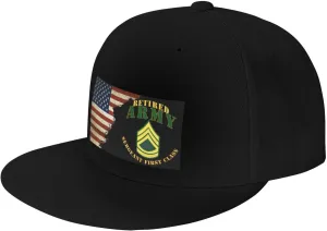 US Flag Army SFC Retired Unisex Flat Brim visor hat baseball cap