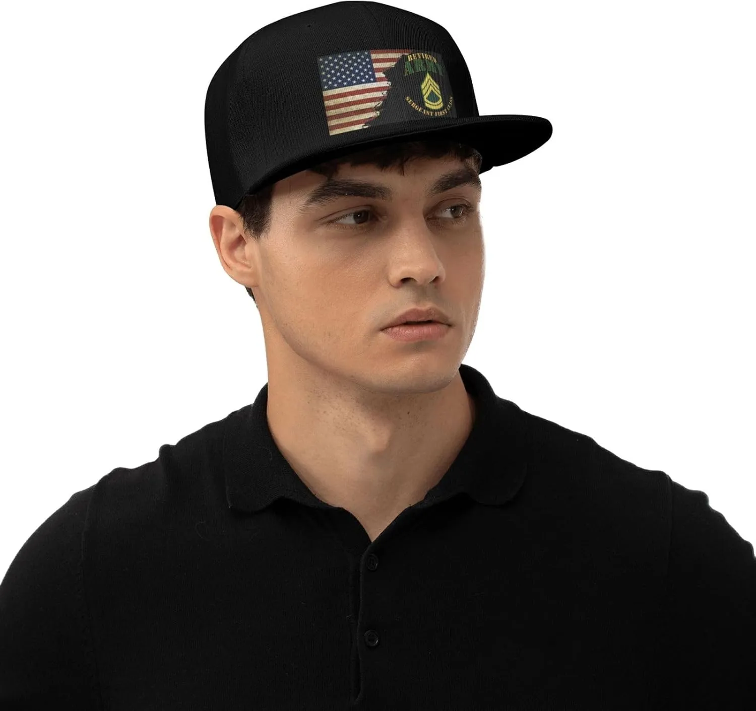 US Flag Army SFC Retired Unisex Flat Brim visor hat baseball cap