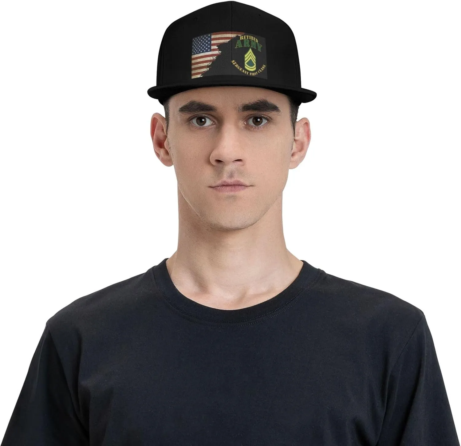 US Flag Army SFC Retired Unisex Flat Brim visor hat baseball cap