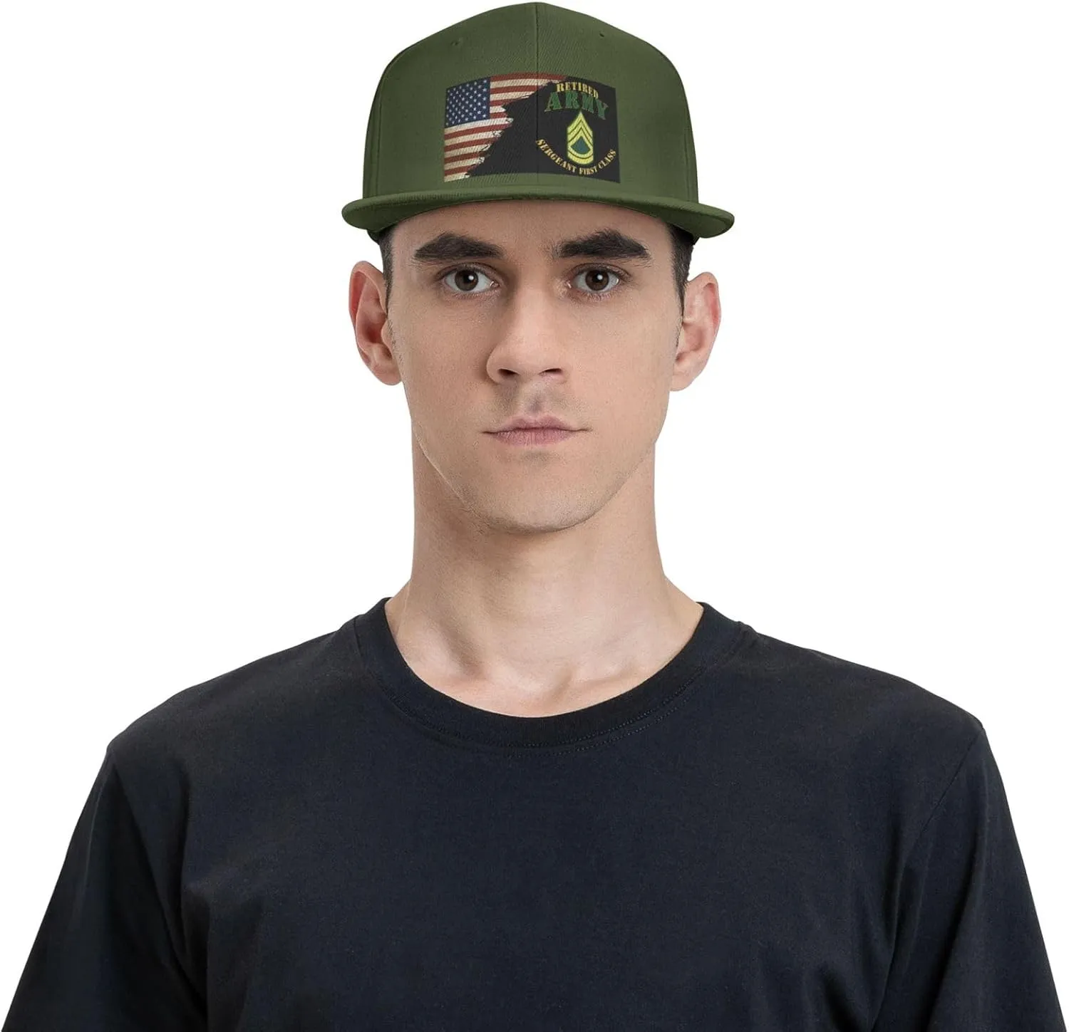 US Flag Army SFC Retired Unisex Flat Brim visor hat baseball cap