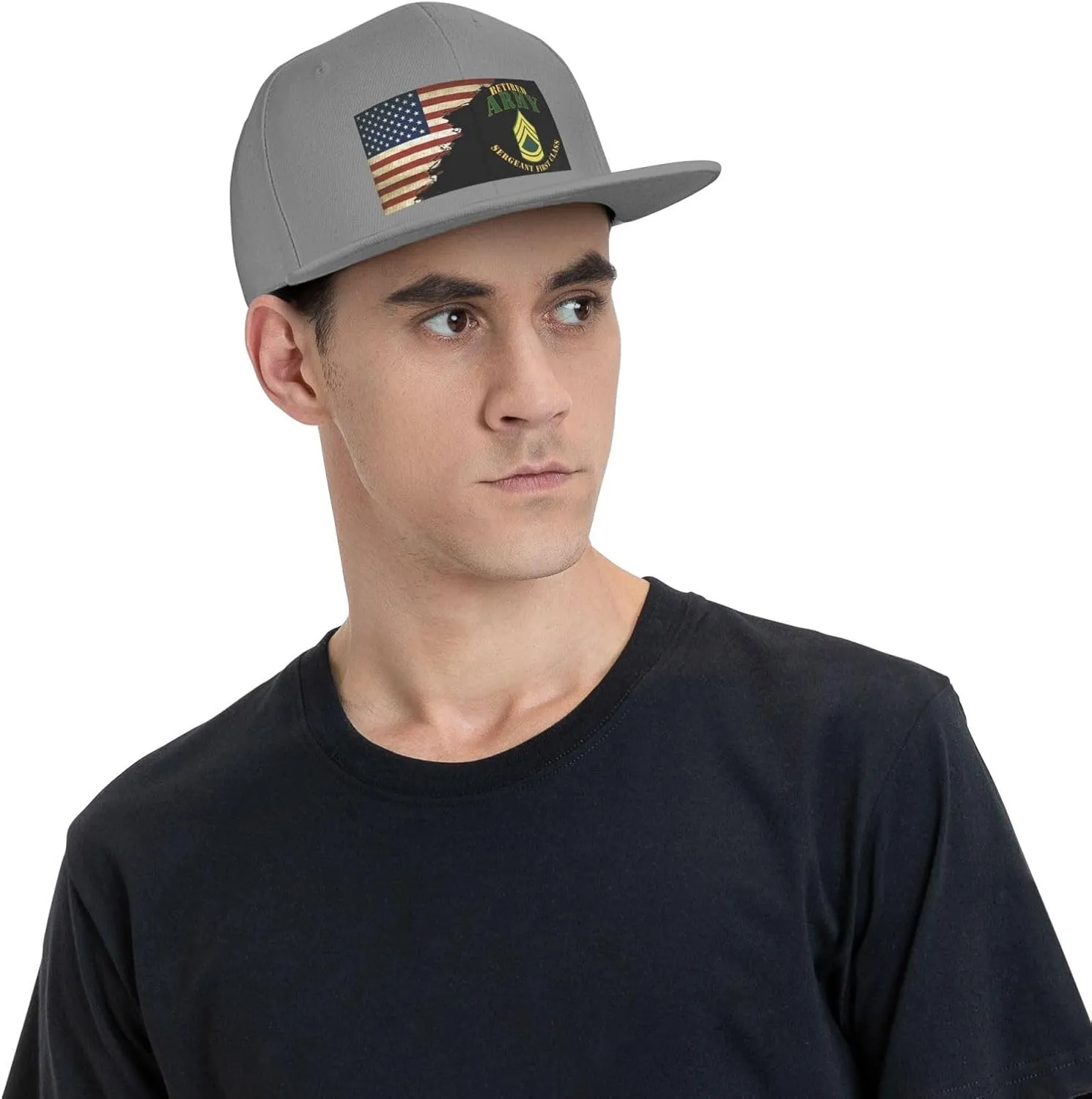 US Flag Army SFC Retired Unisex Flat Brim visor hat baseball cap