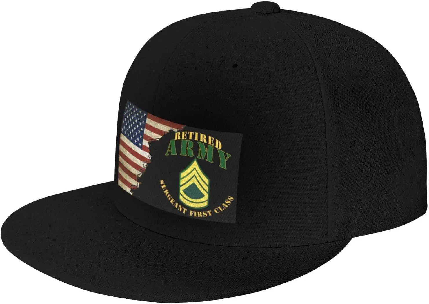 US Flag Army SFC Retired Unisex Flat Brim visor hat baseball cap