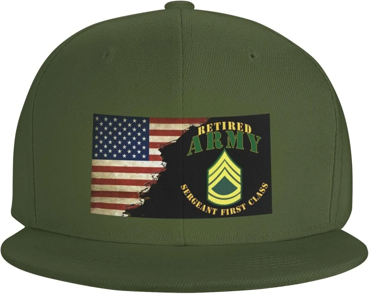 US Flag Army SFC Retired Unisex Flat Brim visor hat baseball cap