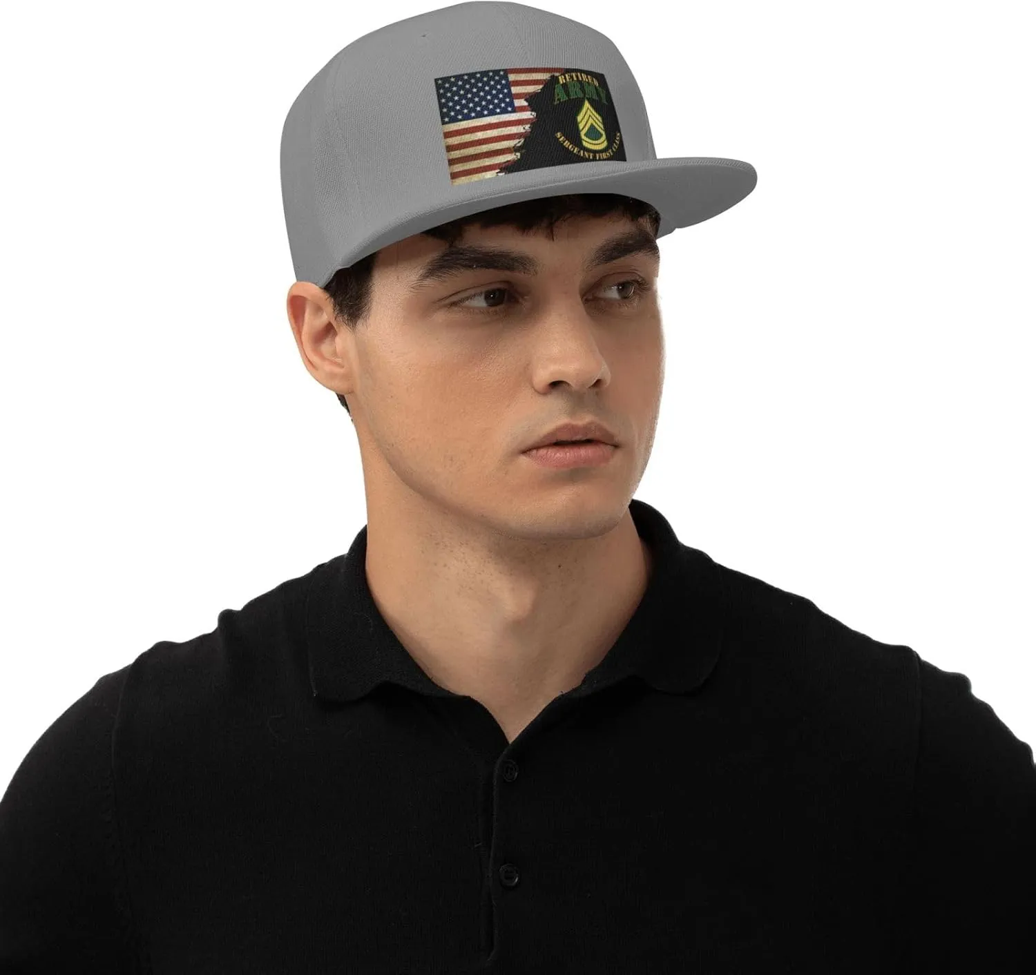 US Flag Army SFC Retired Unisex Flat Brim visor hat baseball cap