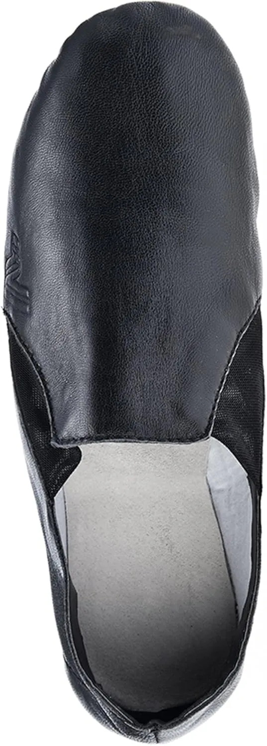 Varsity Strut Black and Tan Slip On Split Sole Leather Dance and Jazz Shoes