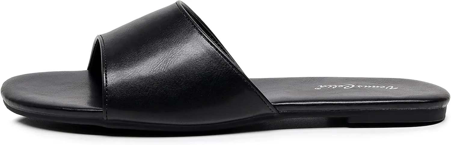 VenusCelia Women's Plain Wide Flat Sandal