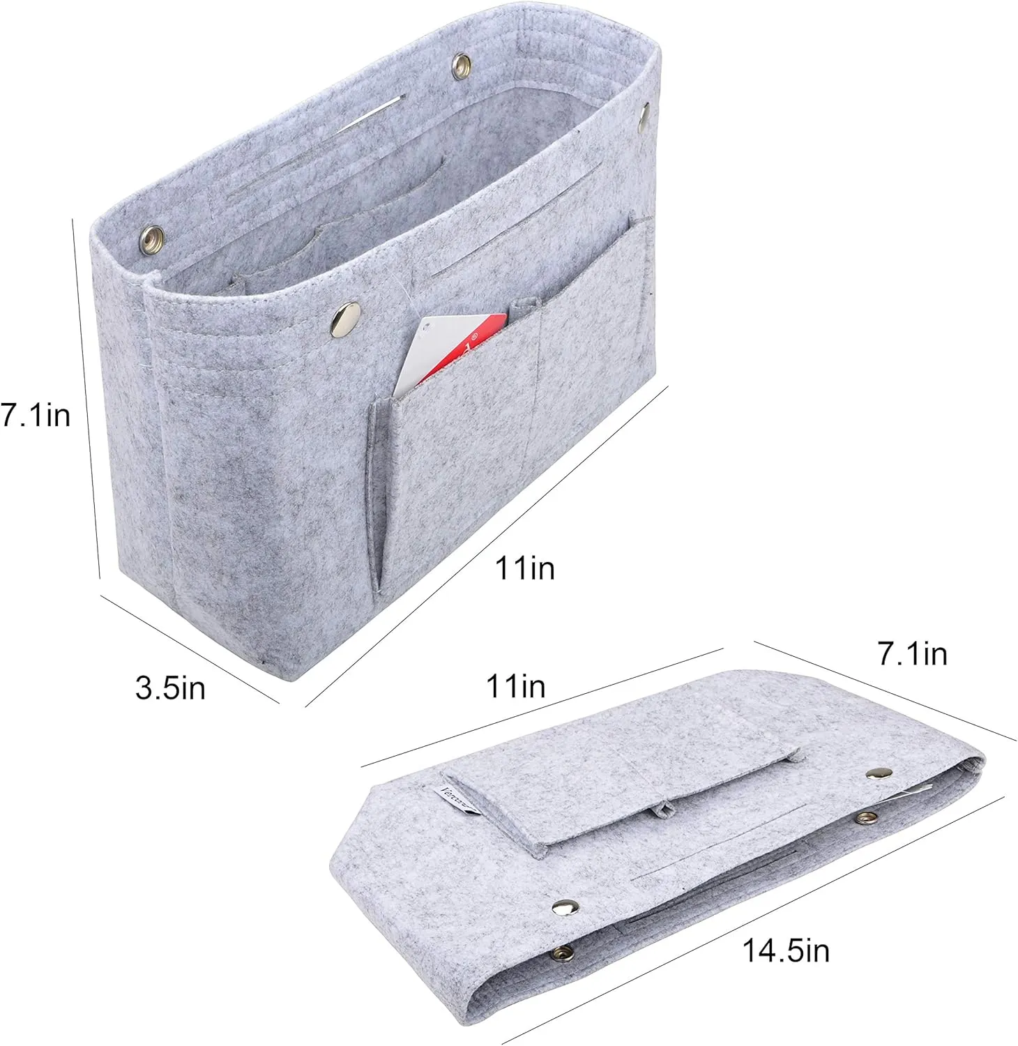 Vercord Felt Purse Tote Organizer Insert Divider Inside Handbag for Women Medium Light Grey