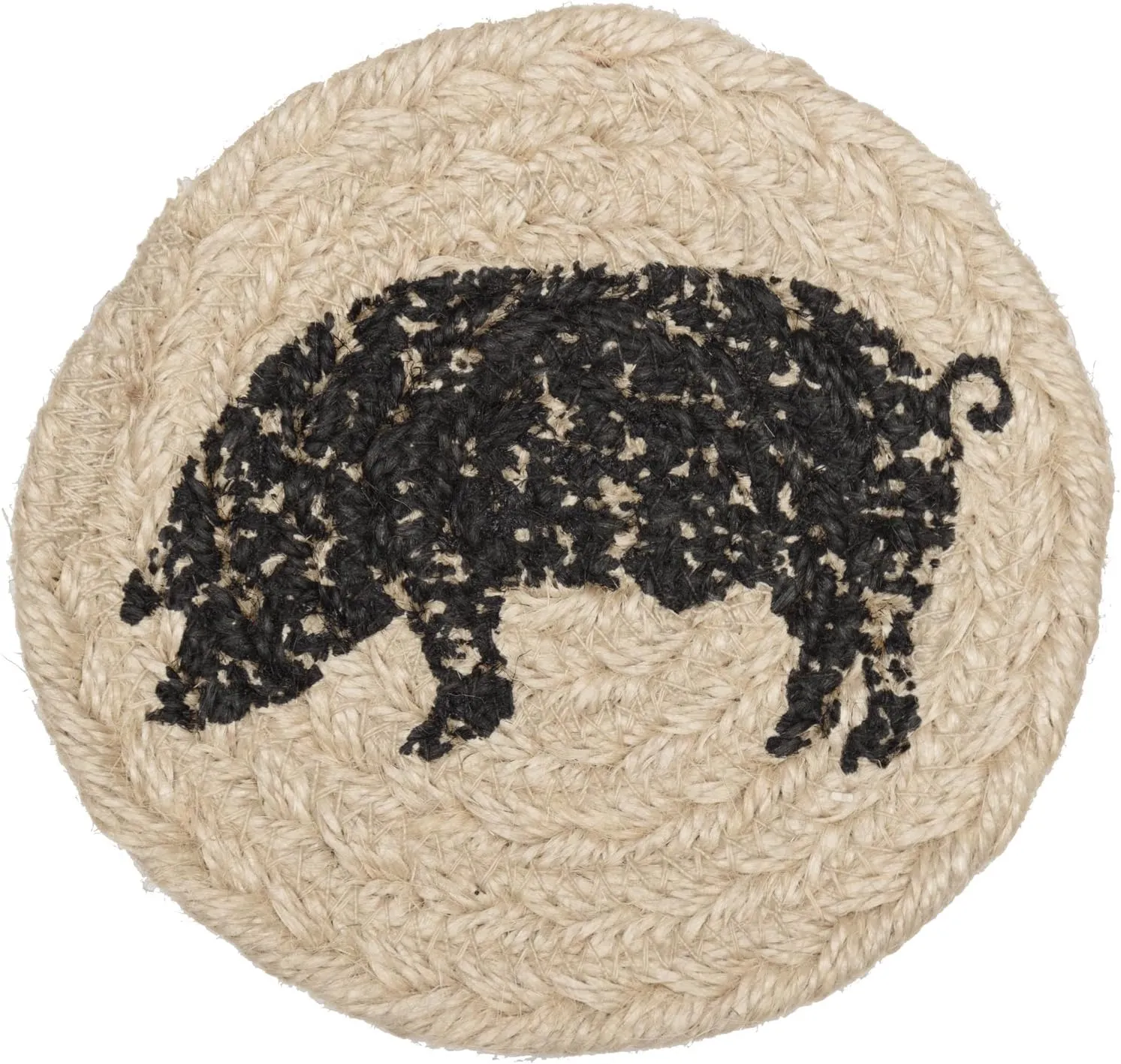 VHC Brands Sawyer Mill Charcoal Table Décor, Coaster Set, Pig