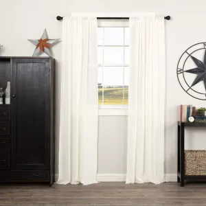 VHC Brands Tobacco Cloth Fringed Curtain Panels, Antique White, 84x40, Set of 2