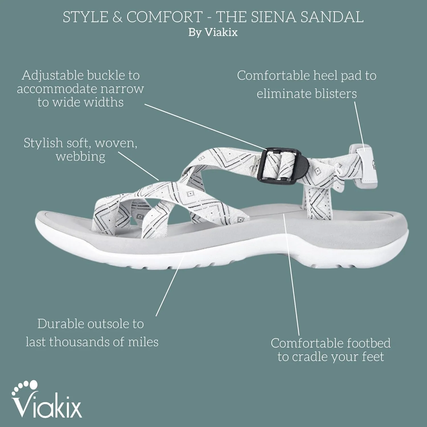 Viakix Womens Walking Sandals: Cute Stylish Comfy Athletic Sport Outdoor Hiking Sandal for Trekking Water Outdoor Beach With Arch Support for Womens Ladies