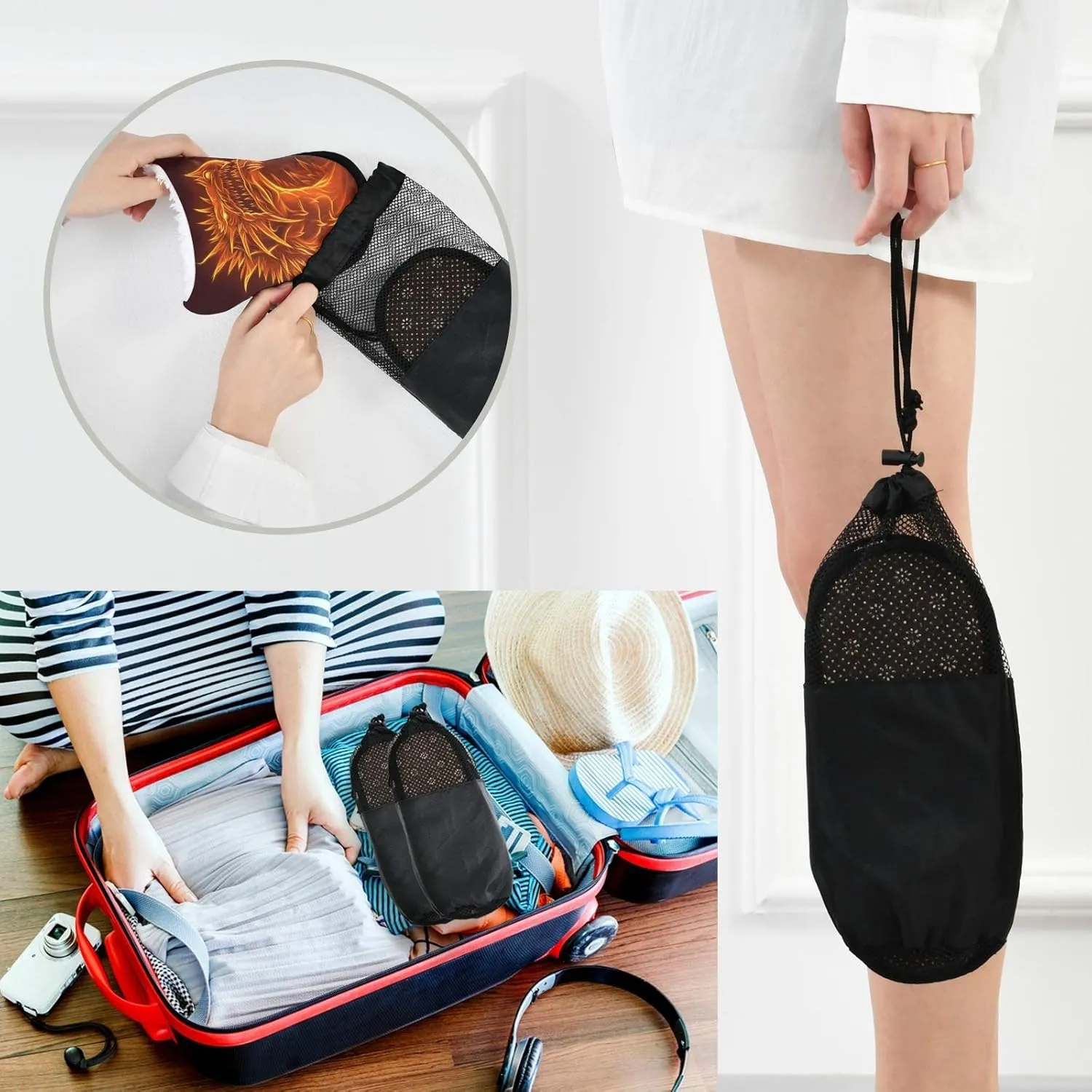 visesunny Women's Cozy Fuzzy Plush Fleece Slippers Fire Dragon Black Soft Memory Foam Ladies House Shoes Warm Bedroom Flat Shoe Anti-Slip Indoor Outdoor