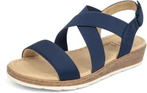 VJH confort Women's Flat sandals, Comfort Slip-on Elastic ankle strap Slingback Light Weight Casual Walking Sandals