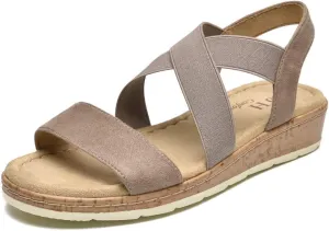 VJH confort Women's Flat sandals, Comfort Slip-on Elastic ankle strap Slingback Light Weight Casual Walking Sandals