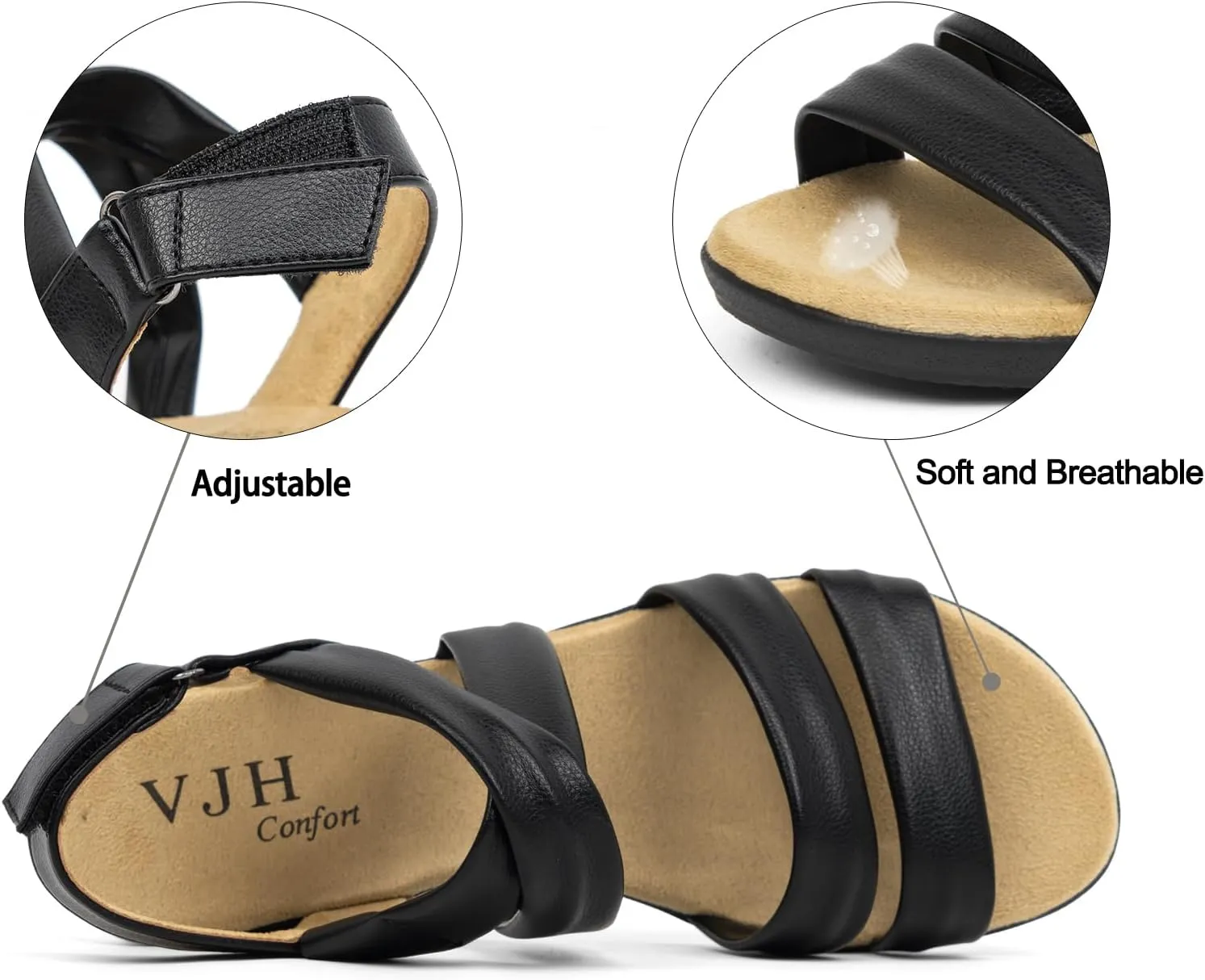 VJH confort Women’s Flat Sandals, Soft Straps Slip-on Open Toe Light Weight Elastic Slingback Comfort Casual Walking Sandals