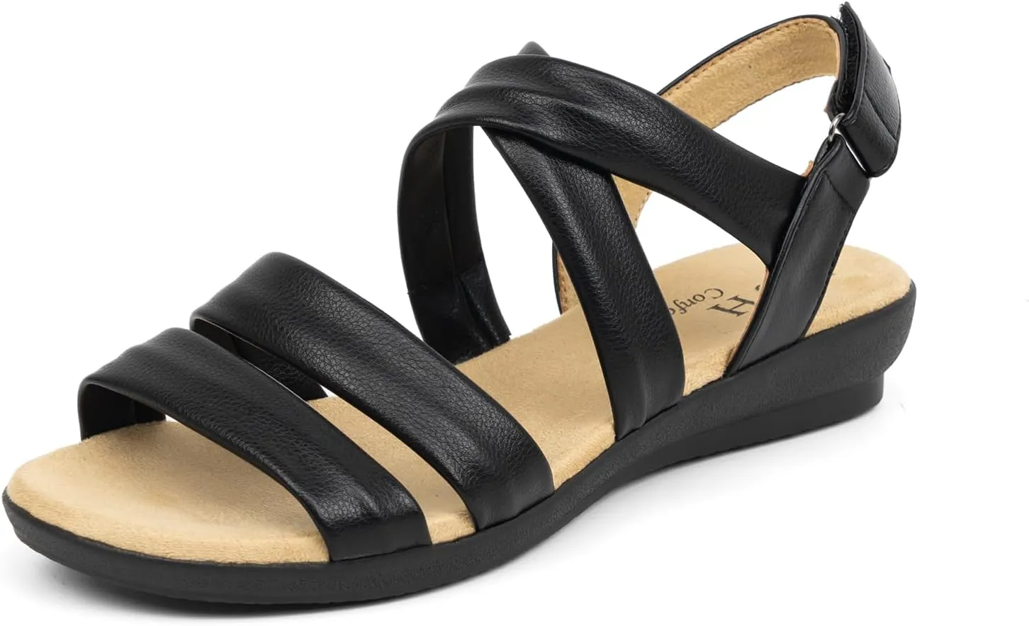 VJH confort Women’s Flat Sandals, Soft Straps Slip-on Open Toe Light Weight Elastic Slingback Comfort Casual Walking Sandals