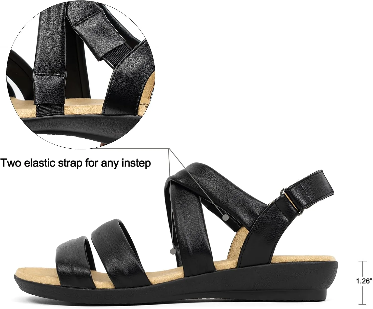 VJH confort Women’s Flat Sandals, Soft Straps Slip-on Open Toe Light Weight Elastic Slingback Comfort Casual Walking Sandals