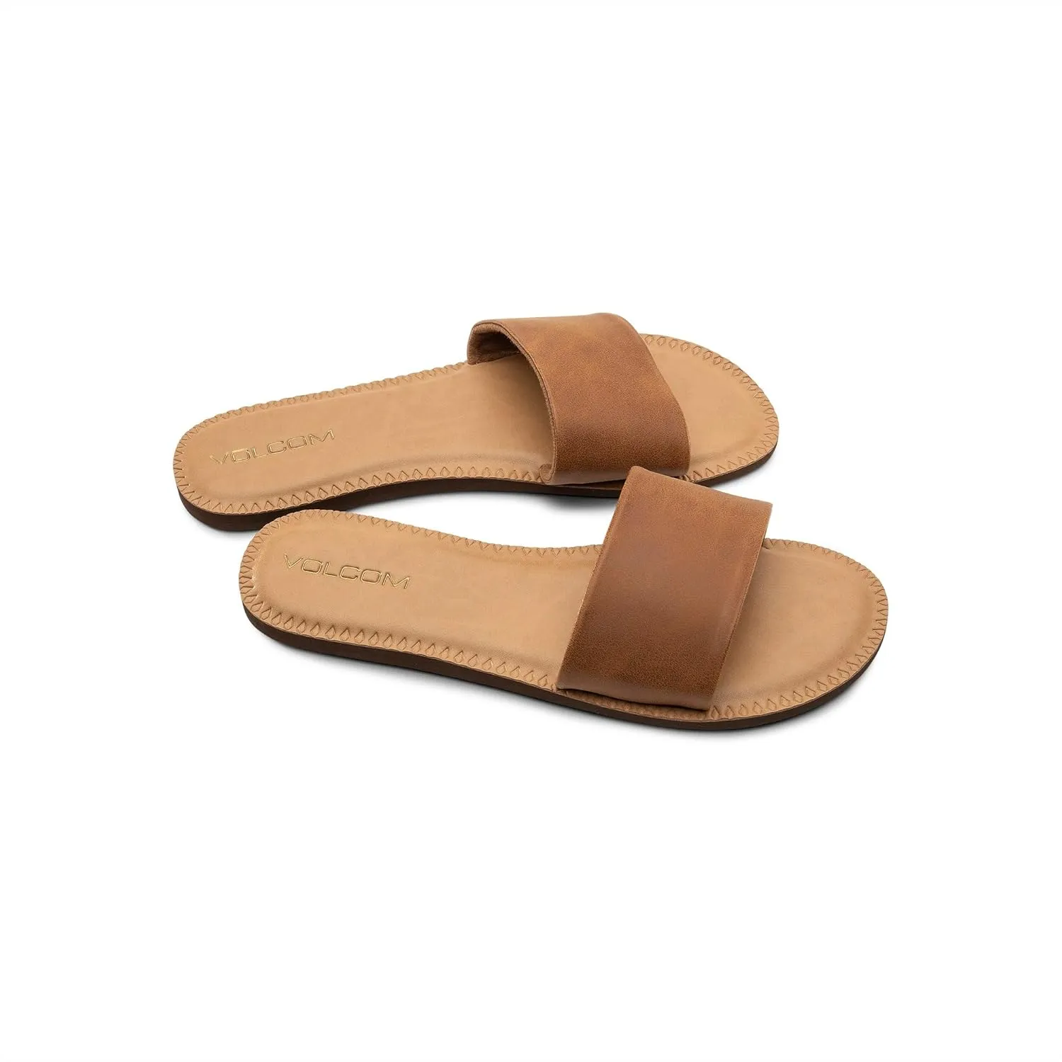 Volcom Women's Simple Synthetic Leather Strap Slide Sandal