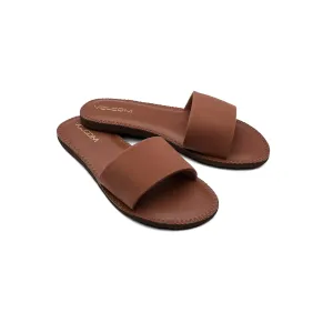 Volcom Women's Simple Synthetic Leather Strap Slide Sandal
