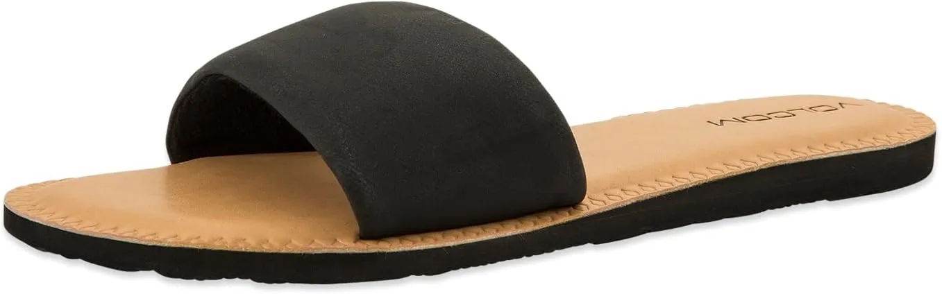 Volcom Women's Simple Synthetic Leather Strap Slide Sandal
