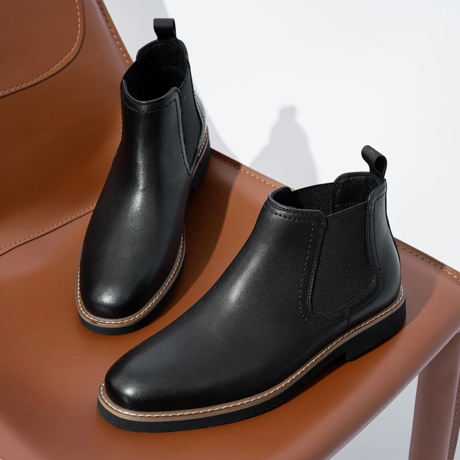Vostey Chelsea Boots Men Casual Dress Boots Black Ankle Classic Slip on Boots for Men