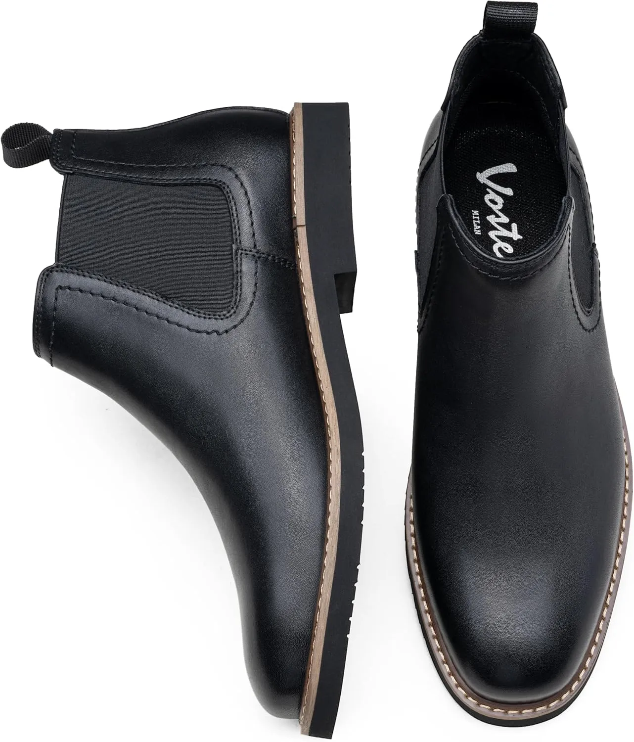 Vostey Chelsea Boots Men Casual Dress Boots Black Ankle Classic Slip on Boots for Men