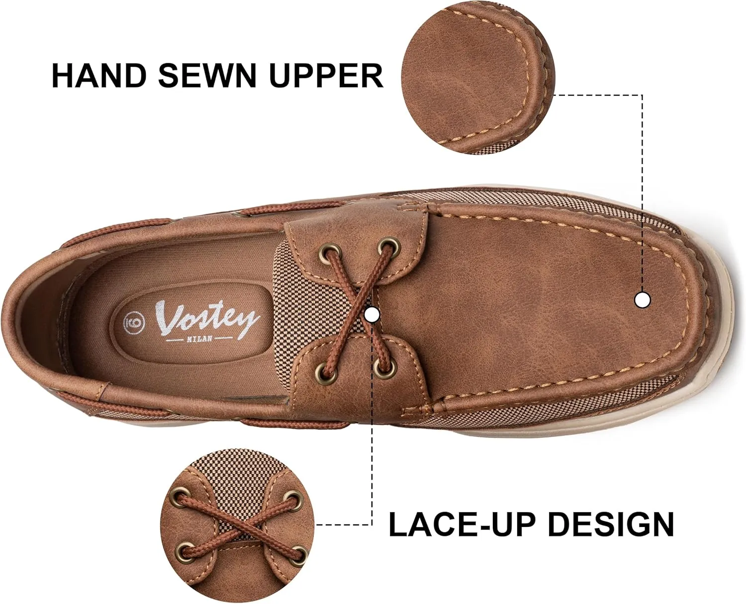 Vostey Men's Boat Shoes Slip On Stylish Casual Loafers Deck Shoes for Men
