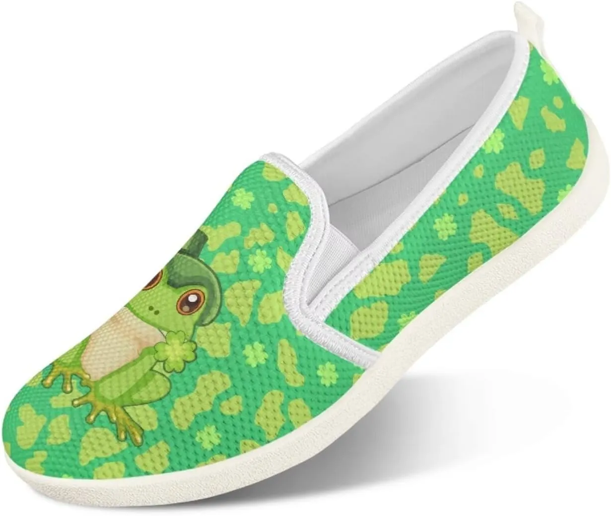 Walking Shoes Slip On Stylish Sneakers Casual Flat Mesh Comfort Loafers Workout Running Green Shamrocks Theme Patrick‘s Holiday