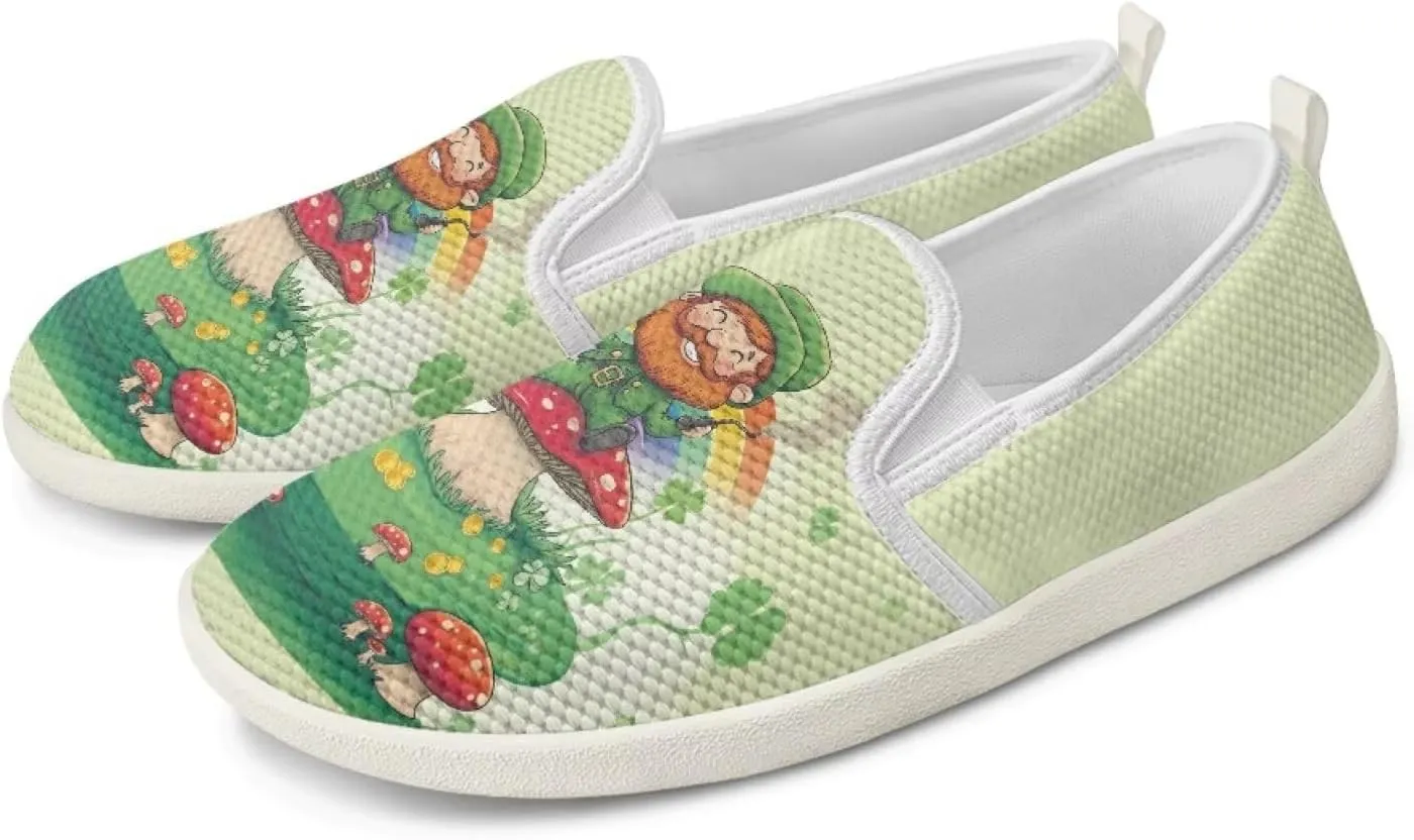 Walking Shoes Slip On Stylish Sneakers Casual Flat Mesh Comfort Loafers Workout Running Green Shamrocks Theme Patrick‘s Holiday