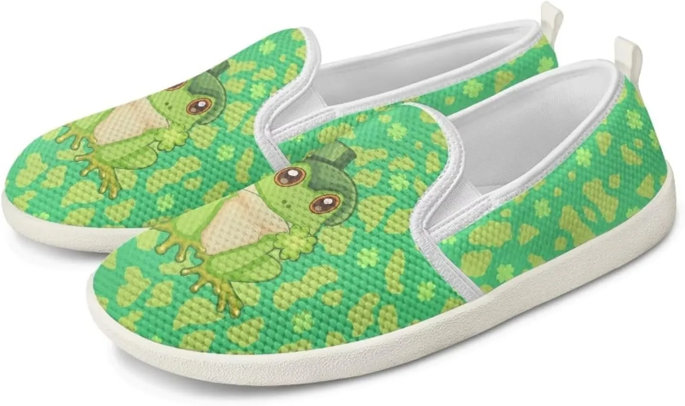 Walking Shoes Slip On Stylish Sneakers Casual Flat Mesh Comfort Loafers Workout Running Green Shamrocks Theme Patrick‘s Holiday