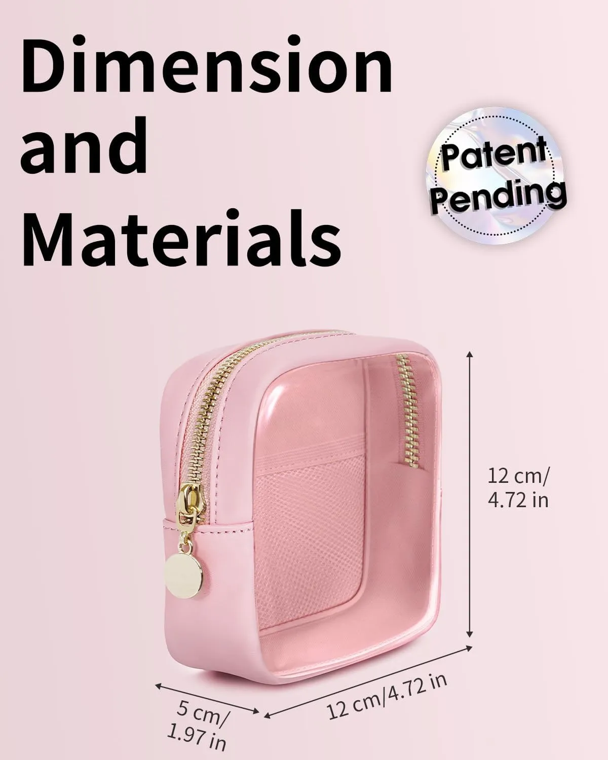 Wandering Nature Clear Makeup Bag for Purse Mini Make up Bag Cute Cosmetic Pouch for Women with Slip-in Pockets Travel Toiletry Essentials Vegan Leather Organizer Pouch,Patent Pending