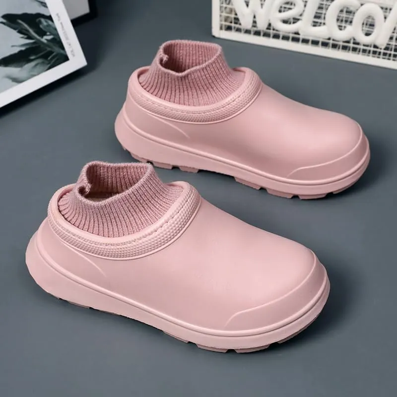 Waterproof cotton slippers for women in winter indoor home furnishing warm outdoor non-slip cotton shoes for men in winter