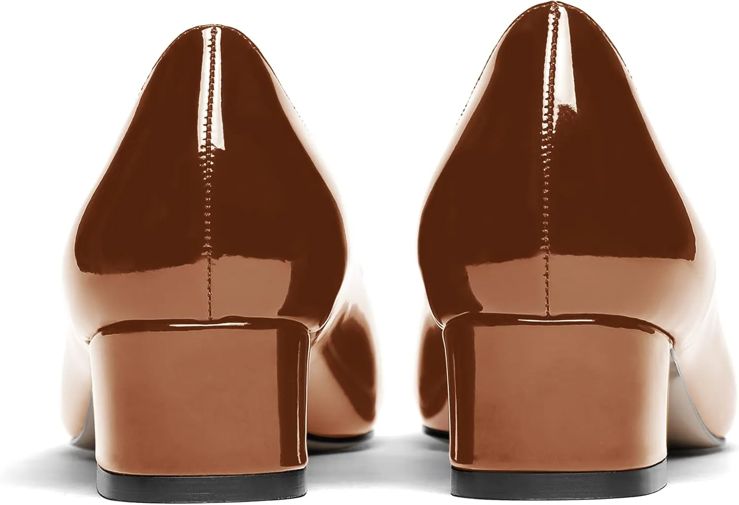 WAYDERNS Women's Square Toe Slip On Patent Chunky Low Heel Pumps Shoes 1.5 Inch