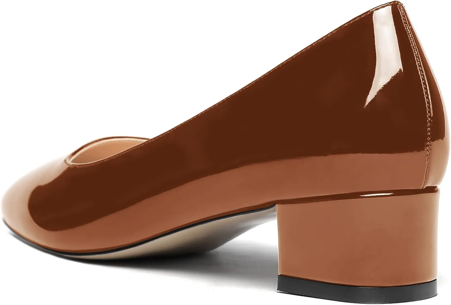 WAYDERNS Women's Square Toe Slip On Patent Chunky Low Heel Pumps Shoes 1.5 Inch