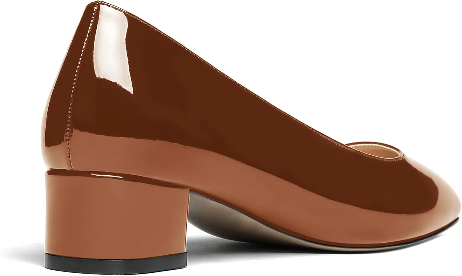 WAYDERNS Women's Square Toe Slip On Patent Chunky Low Heel Pumps Shoes 1.5 Inch