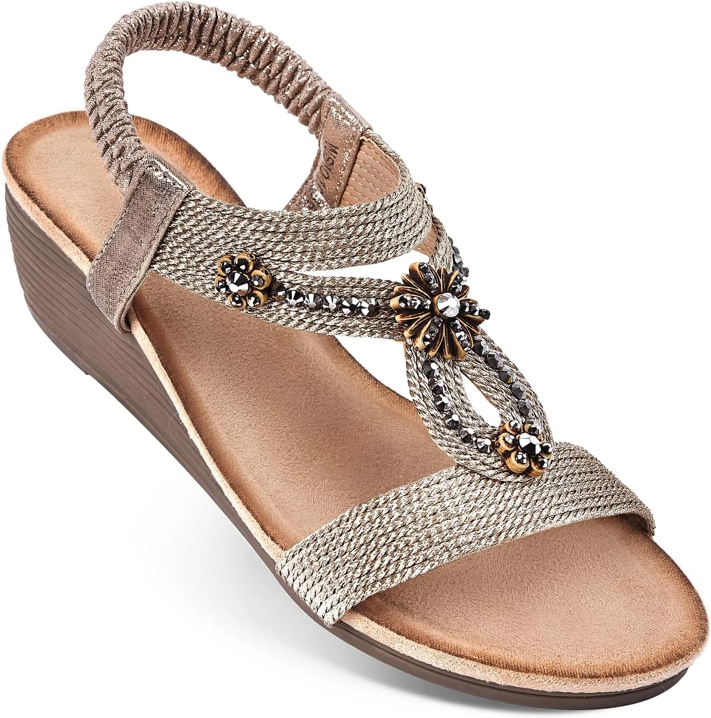 Wedge Sandals for Women Dressy - Summer Platform Comfortable Walking Open Toe Ankle Strap Womens Low Wedges Sandal