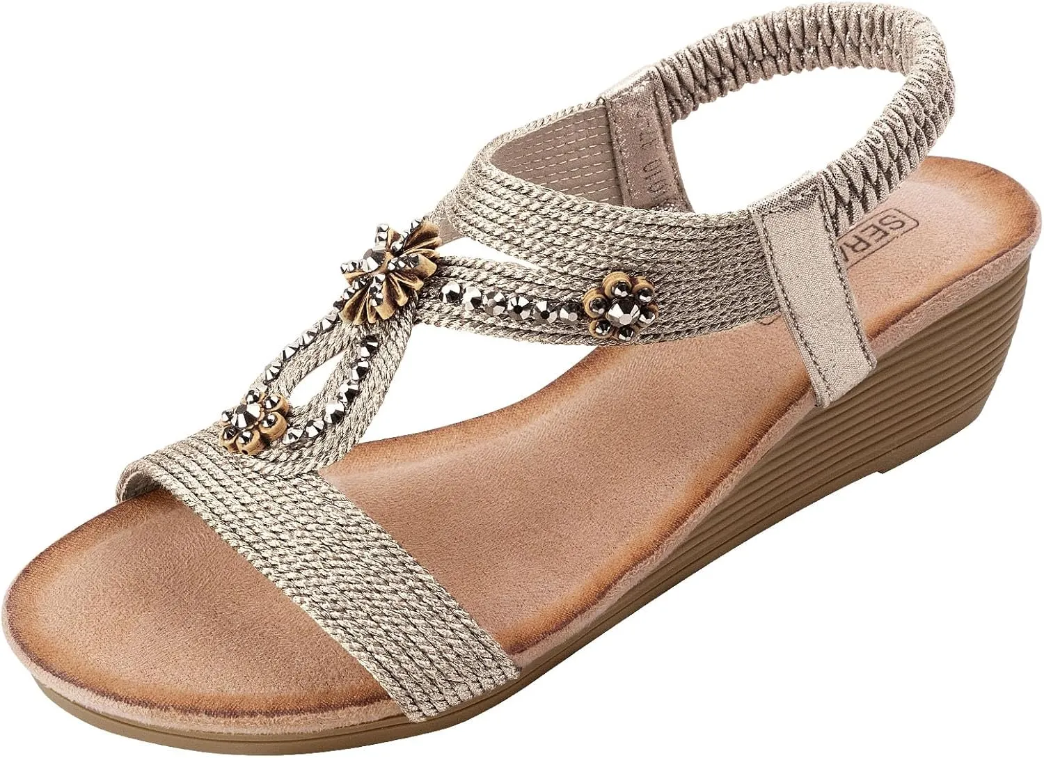 Wedge Sandals for Women Dressy - Summer Platform Comfortable Walking Open Toe Ankle Strap Womens Low Wedges Sandal