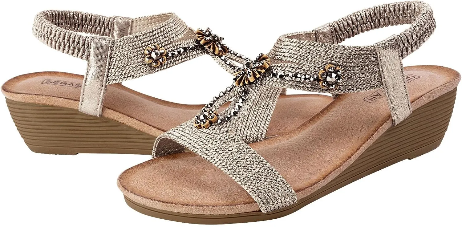 Wedge Sandals for Women Dressy - Summer Platform Comfortable Walking Open Toe Ankle Strap Womens Low Wedges Sandal
