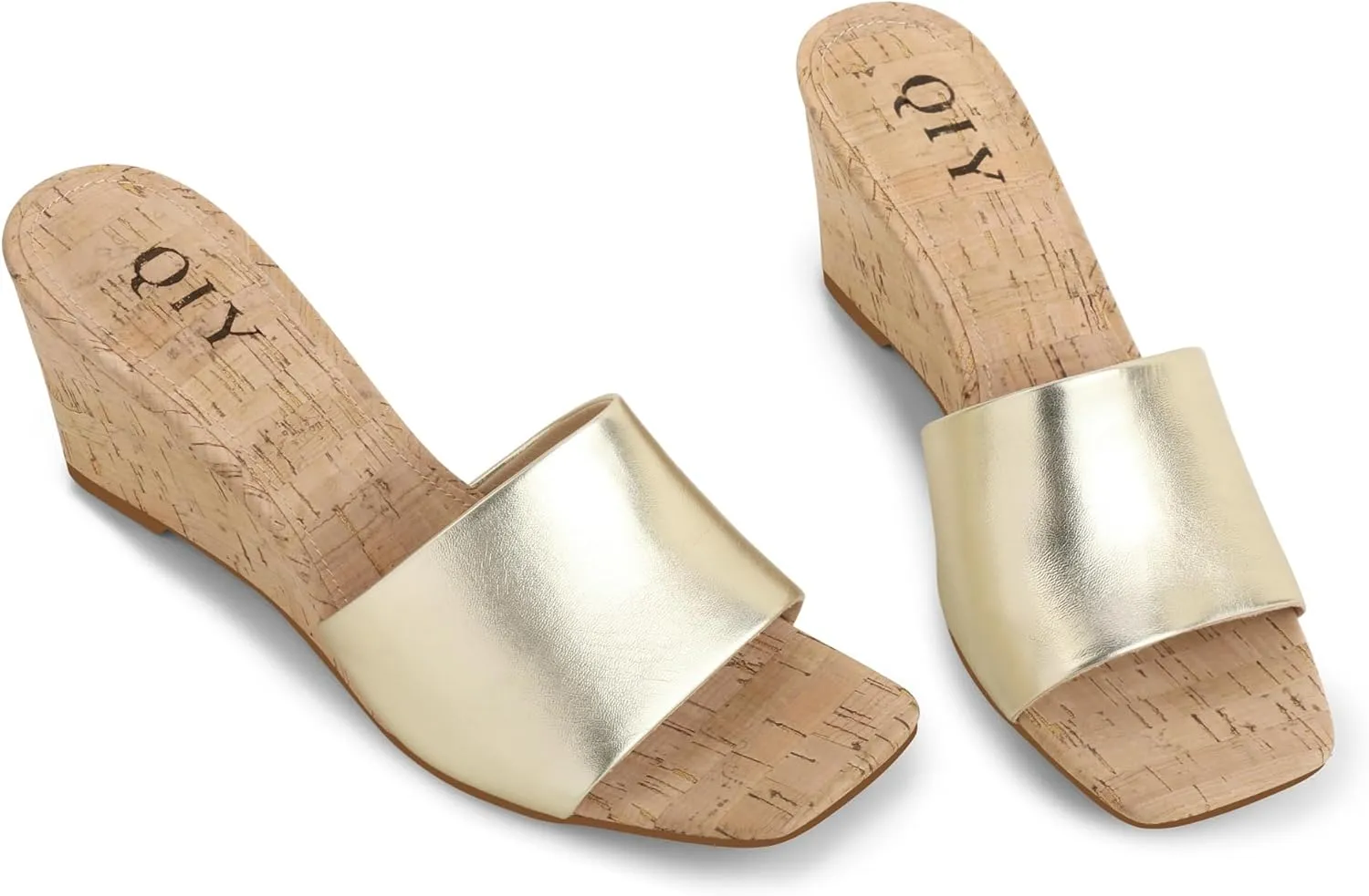 Wedge Sandals for Women Open Toe Wedge Heels for Women Square Toe Wedge Mules