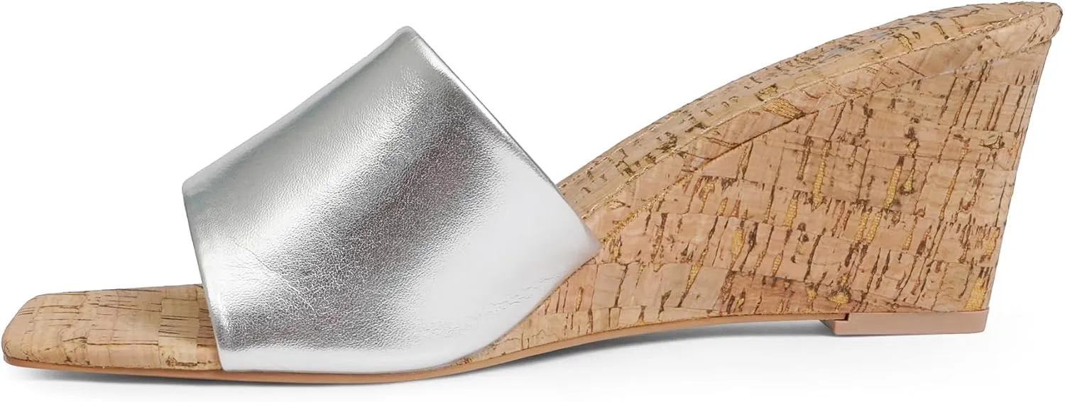 Wedge Sandals for Women Open Toe Wedge Heels for Women Square Toe Wedge Mules