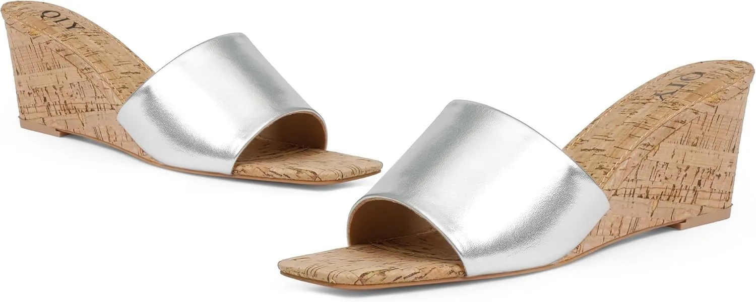 Wedge Sandals for Women Open Toe Wedge Heels for Women Square Toe Wedge Mules