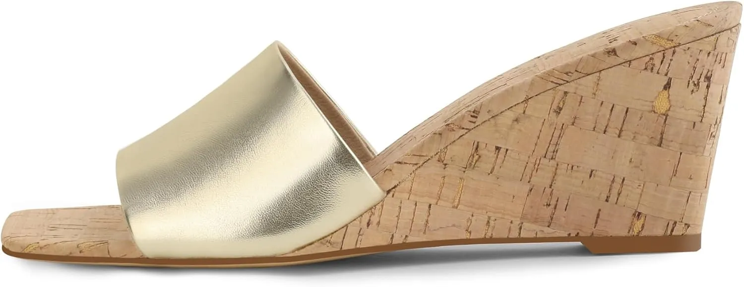 Wedge Sandals for Women Open Toe Wedge Heels for Women Square Toe Wedge Mules