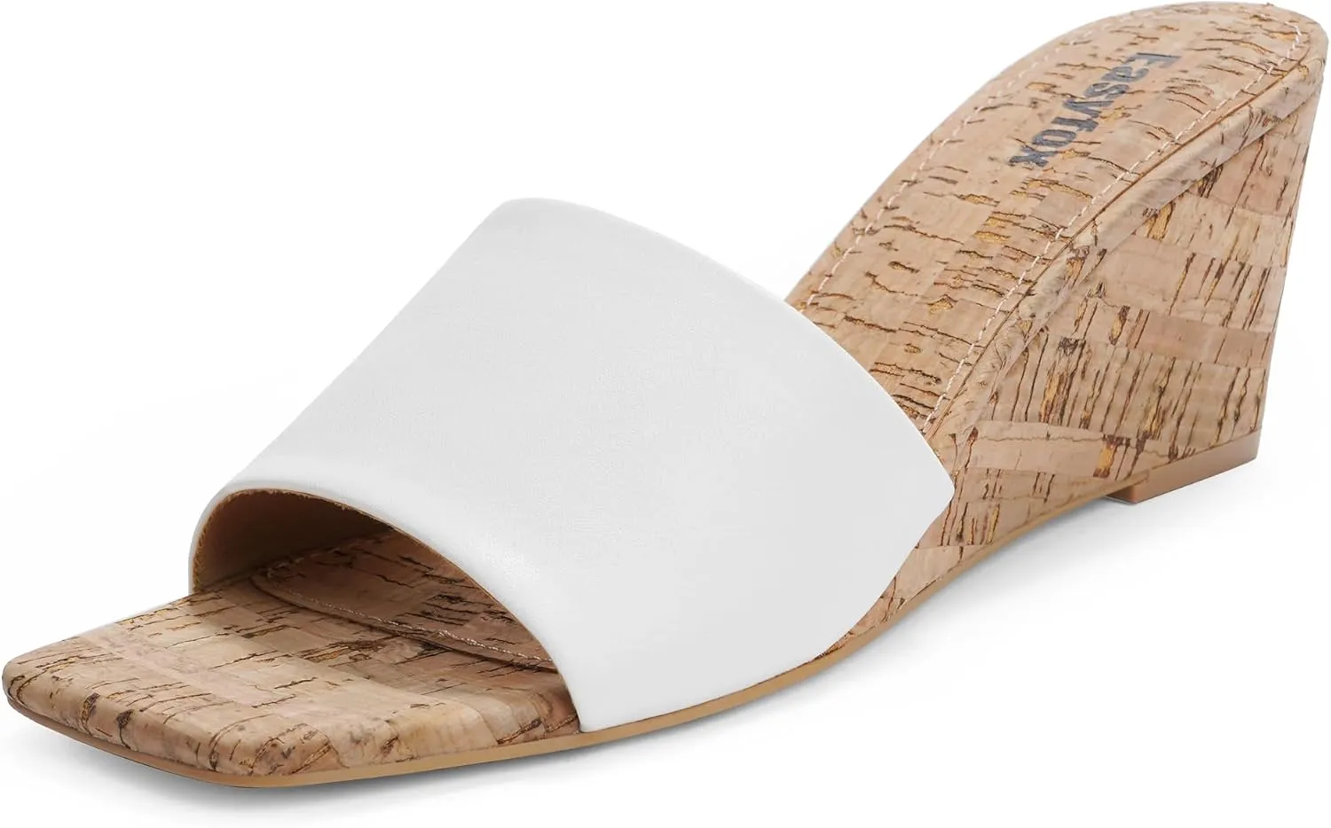 Wedge Sandals for Women Open Toe Wedge Heels Womens High Heel Sandal Square Toe Heeled Wedge Sandals Wood Grain Slip on Wedge Mules