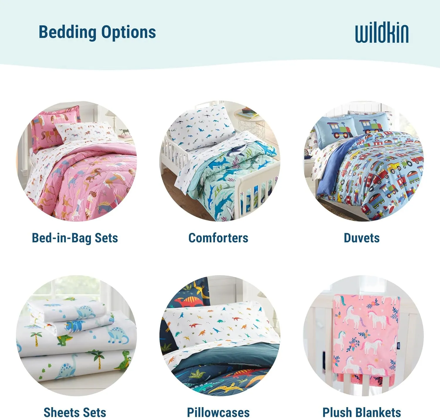 Wildkin Full Bed in a Bag – 7-Piece Microfiber Bedding Set with Comforter, Pillowcase & Sheets - Trains, Planes, and Trucks