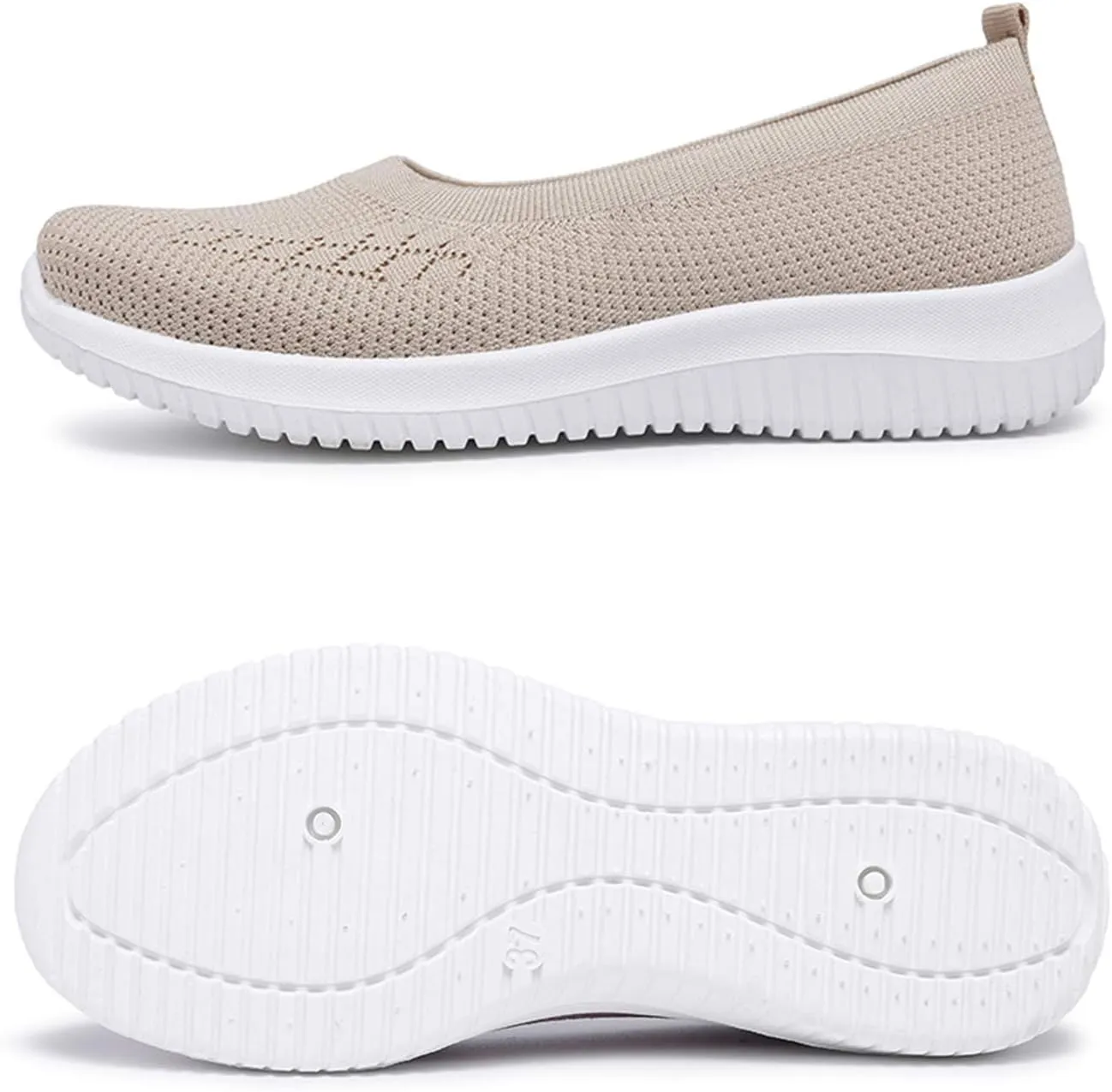 WILLFUN Women’s Breathable Walking Shoes-Slip On Mesh Knitted Flats Soft Gym Sneakers Flexible Lightweight Casual Easy Shoes