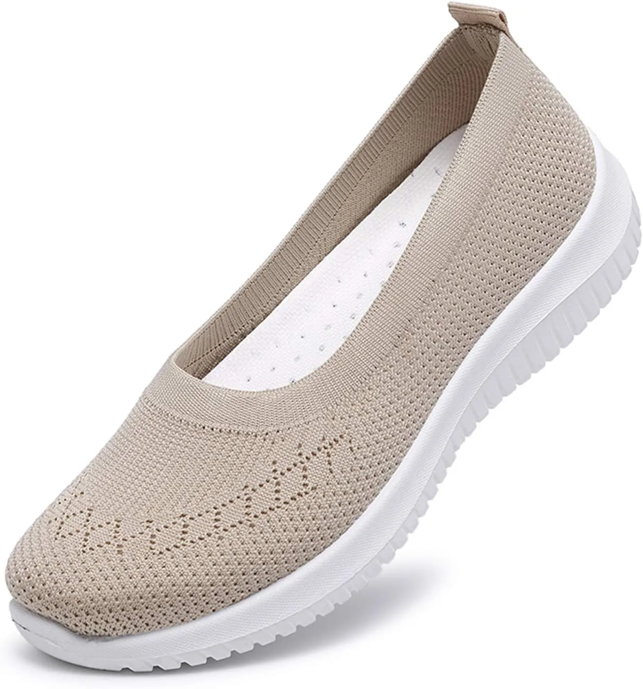 WILLFUN Women’s Breathable Walking Shoes-Slip On Mesh Knitted Flats Soft Gym Sneakers Flexible Lightweight Casual Easy Shoes
